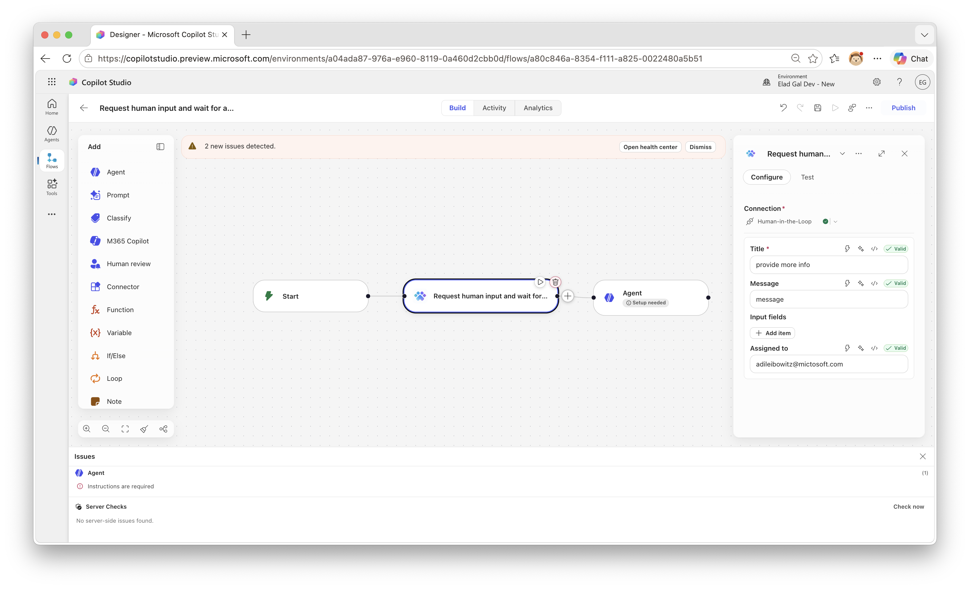 Flow using the connector